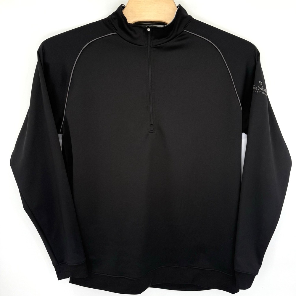 Straight Down Pullover Mens XL Black 1/4 Zip Fess Parker Winery Golf Activewear